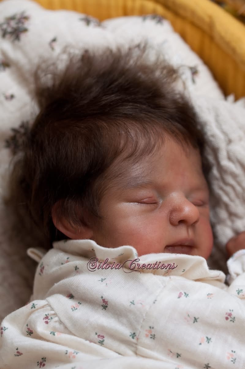 Reborn doll — dark hair sleeping